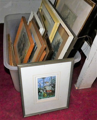Lot 1081 - A box of assorted pictures and prints