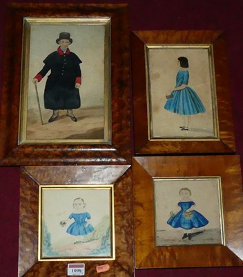 Lot 1098 - Four various Victorian watercolour portrait...