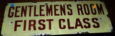 Lot 1118 - An enamel advertising sign 'Gentlemen's Room...