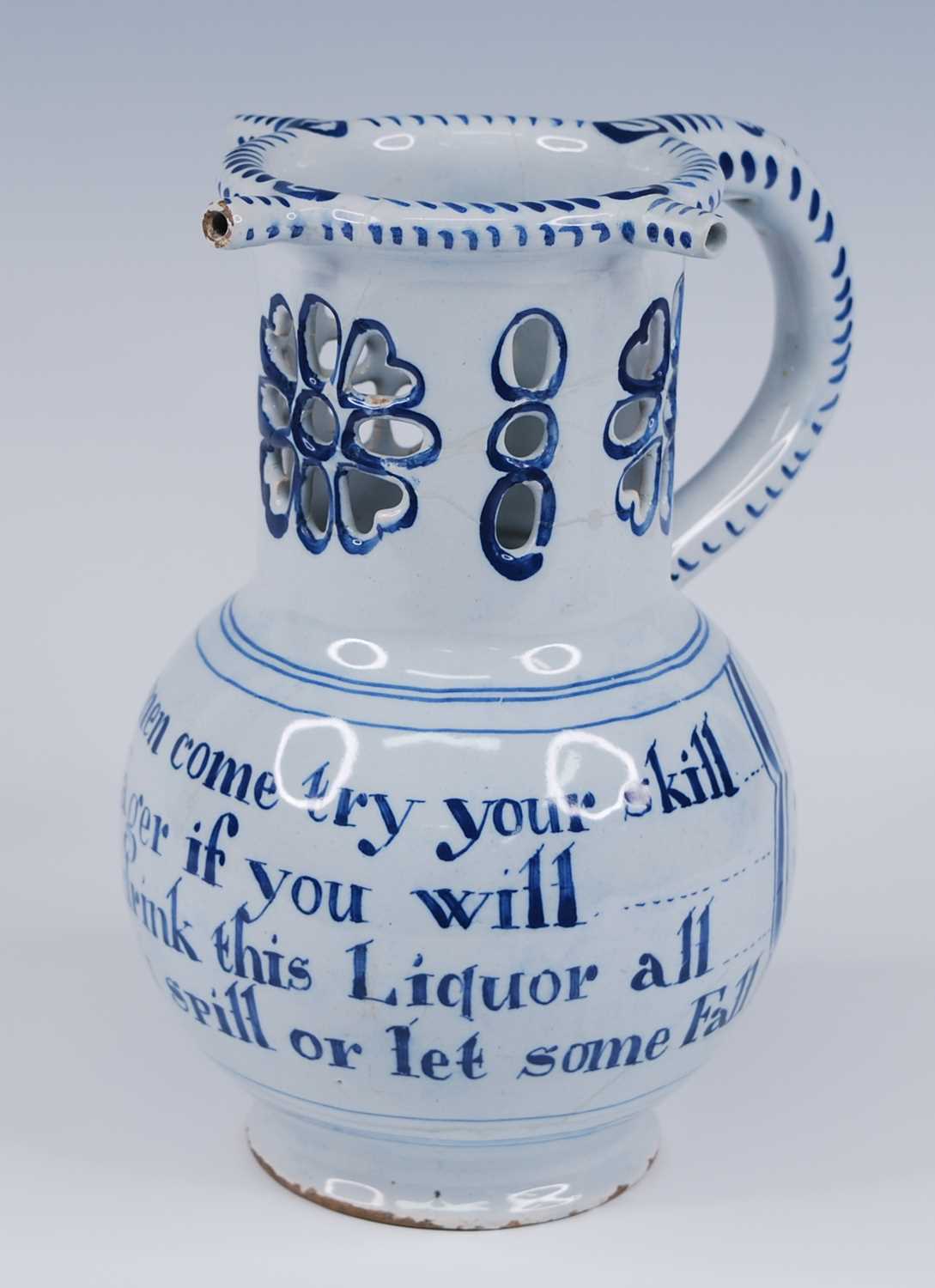 Lot 2084 - A Liverpool blue and white delftware puzzle...