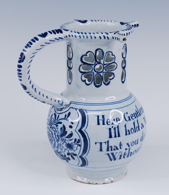 Lot 2084 - A Liverpool blue and white delftware puzzle...