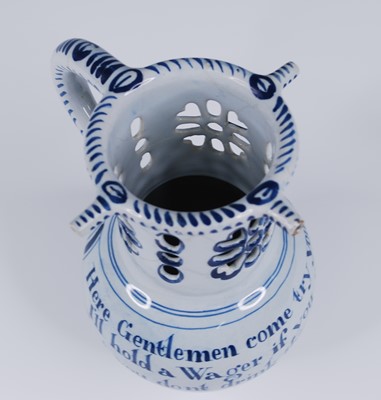 Lot 2084 - A Liverpool blue and white delftware puzzle...