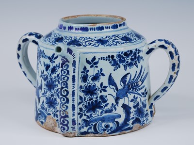 Lot 2061 - A Lambeth blue and white delftware posset pot,...
