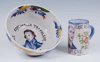 Lot 2128 - A French faience tankard, probably Aprey,...