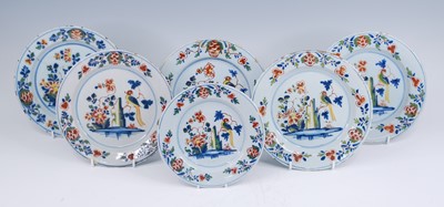 Lot 2057 - A set of five Lambeth polychrome delftware...