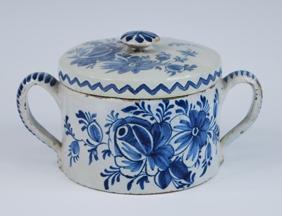 Lot 2060 - A Lambeth blue and white delftware posset pot...