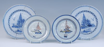 Lot 2067 - A pair of Lambeth polychrome delftware plates,...