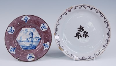 Lot 2089 - A Wincanton delftware plate, circa 1739,...