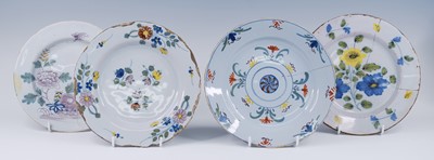 Lot 2085 - A Liverpool polychrome delftware plate, circa...