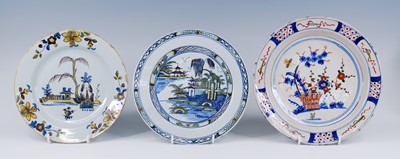 Lot 2096 - A Bristol polychrome delftware plate, possibly...
