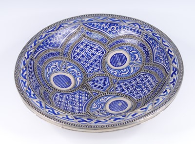 Lot 2141 - A Moroccan Fez blue and white glazed...