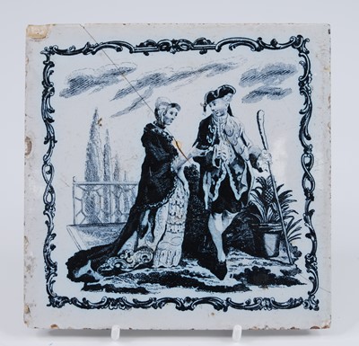 Lot 2110 - A Liverpool delftware tile, Sadler and Green,...