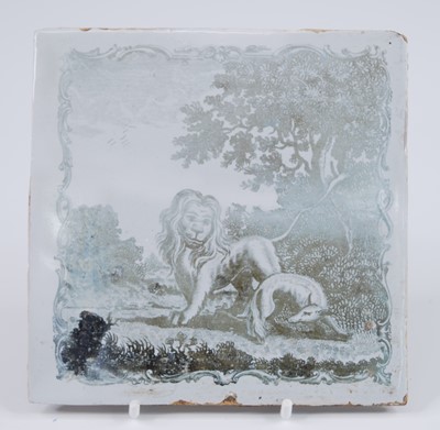 Lot 2117 - A Liverpool delftware tile, Sadler and Green,...
