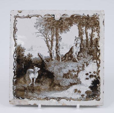 Lot 2113 - A Liverpool delftware tile, Sadler and Green,...