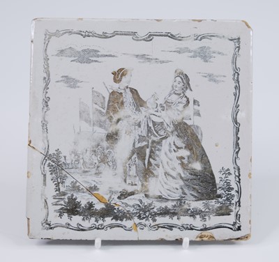 Lot 2118 - A Liverpool delftware tile, Sadler and Green,...