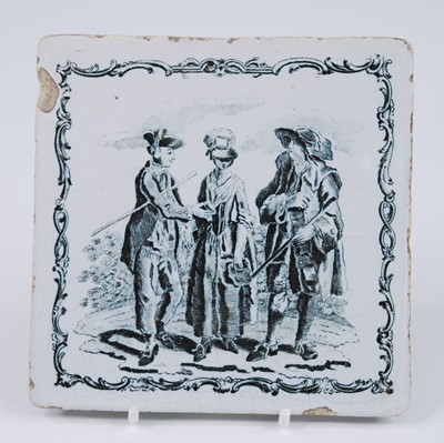 Lot 2111 - A Liverpool delftware tile, Sadler and Green,...