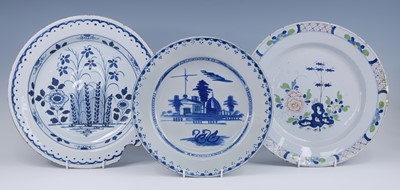 Lot 2095 - A Bristol polychrome delftware charger,...