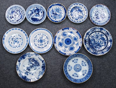 Lot 2107 - An English blue and white delftware dish,...