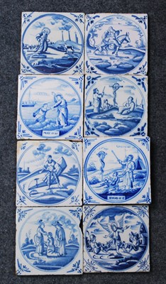 Lot 2120 - A matched set of eight blue and white...