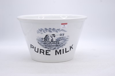 Lot 9 - A transfer decorated milk pail, inscribed Pure...