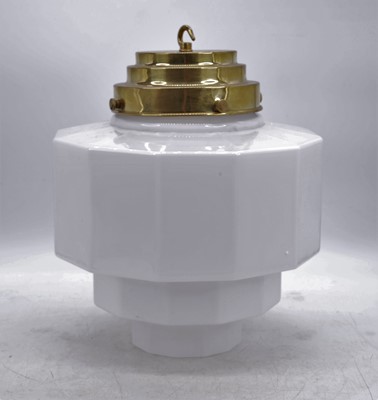 Lot 14 - An Art Deco style brass ceiling pendant,...