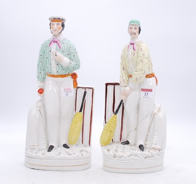Lot 23 - A pair of 19th century Staffordshire flatback...