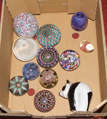 Lot 83 - A collection of various glass paperweights, to...