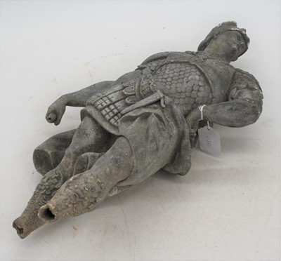 Lot 94 - A zinc model of a soldier, h.48cm (a/f)