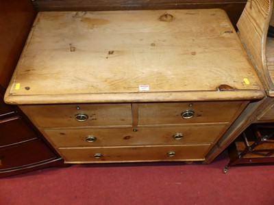 Lot 1257 - A Victorian pine round cornered chest of two...