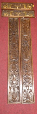 Lot 1268 - Two pairs of early 20th century relief carved...