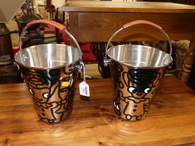 Lot 1281 - A pair of contemporary brushed aluminium wine...