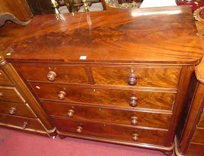 Lot 1288 - A mid-Victorian flame mahogany round cornered...