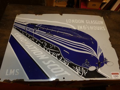 Lot 1293 - Railway interest - An enamel on metal...