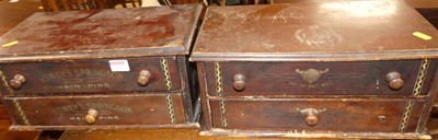 Lot 1296 - A pair of Victorian stained pine twin drawer...
