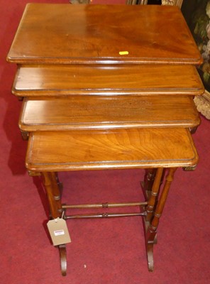 Lot 1307 - A mahogany round cornered quartetto nest of...