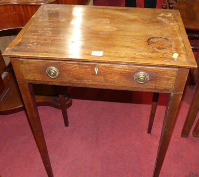 Lot 1310 - A 19th century mahogany and chequer strung...