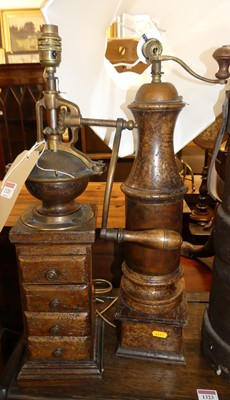 Lot 1320 - Two novelty walnut table lamps, one in the...