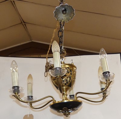 Lot 1327 - A French gilt brass and brushed metal hanging...