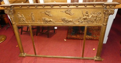 Lot 1341 - A 19th century gilt wood over mantel mirror,...