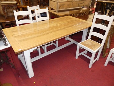 Lot 1344 - A contemporary joined light oak plank top...