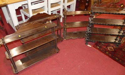 Lot 1346 - A pair of rosewood round cornered three-tier...