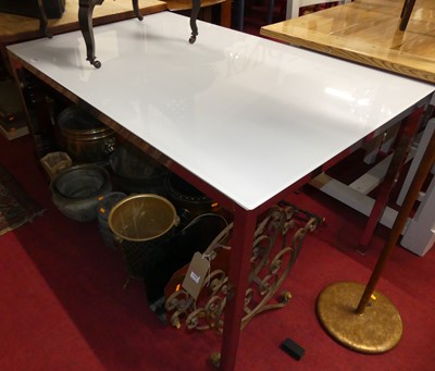 Lot 1348 - A contemporary milk glass topped and polished...