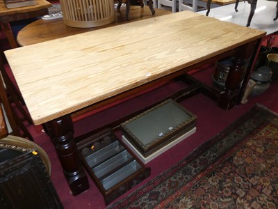 Lot 1351 - A contemporary heavy joined and stained pine...