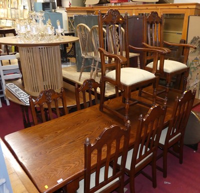 Lot 1355 - A contemporary heavy joined oak refectory...