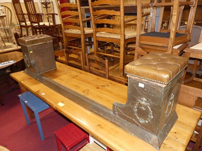 Lot 1365 - A circa 1900 beaten copper clad club fender,...