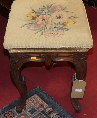 Lot 1371 - A Victorian walnut and floral needlework...