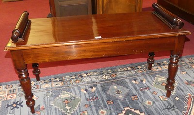 Lot 1376 - A mahogany window seat having rolled ends, and...