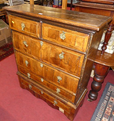 Lot 1379 - An unusual antique walnut and inlaid chest on...