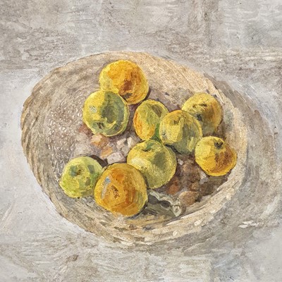 Lot 1008 - Mid 20th century, still life with apples, oil...