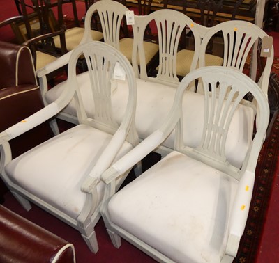 Lot 1384 - A Swedish grey painted three-piece parlour...